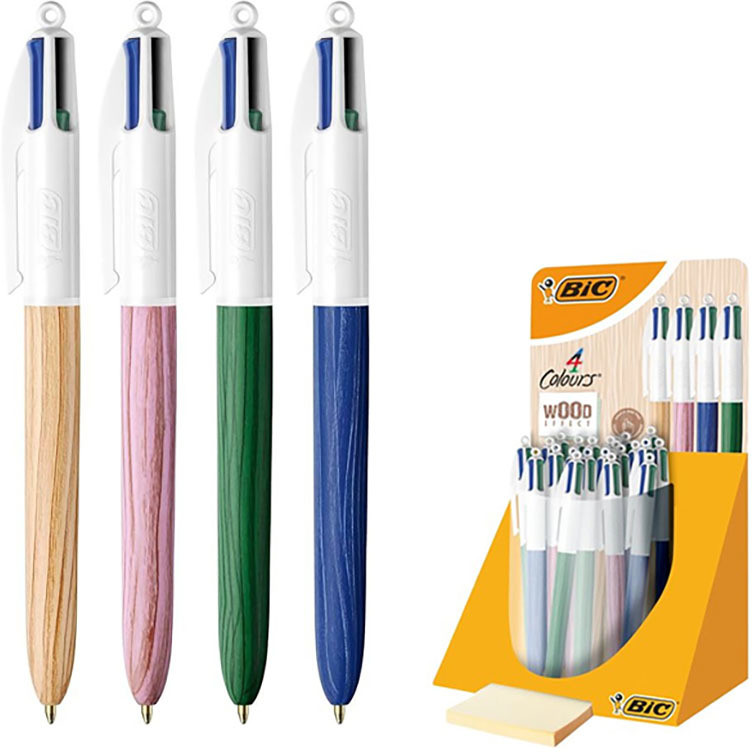 SFERA BIC 4 COLORI EFFETTO LEGNO ROSA/AZZ/VER