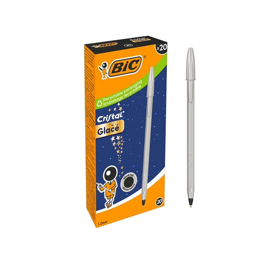 SFERA BIC CRISTAL GLACE ARGENTO INK NERO 20PZ