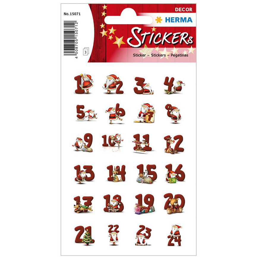STICKER HERMA NATALE CALEND.AVVENTO 1-24 HE15071