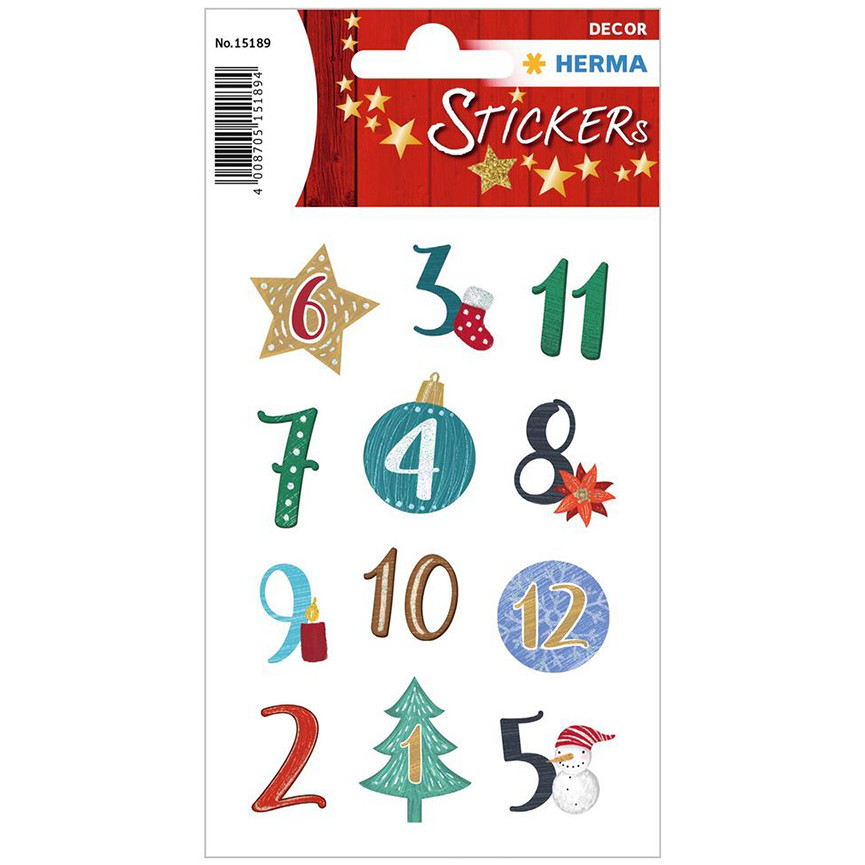 STICKER HERMA NATALE CALEND.AVVENTO 1-24 HE15189