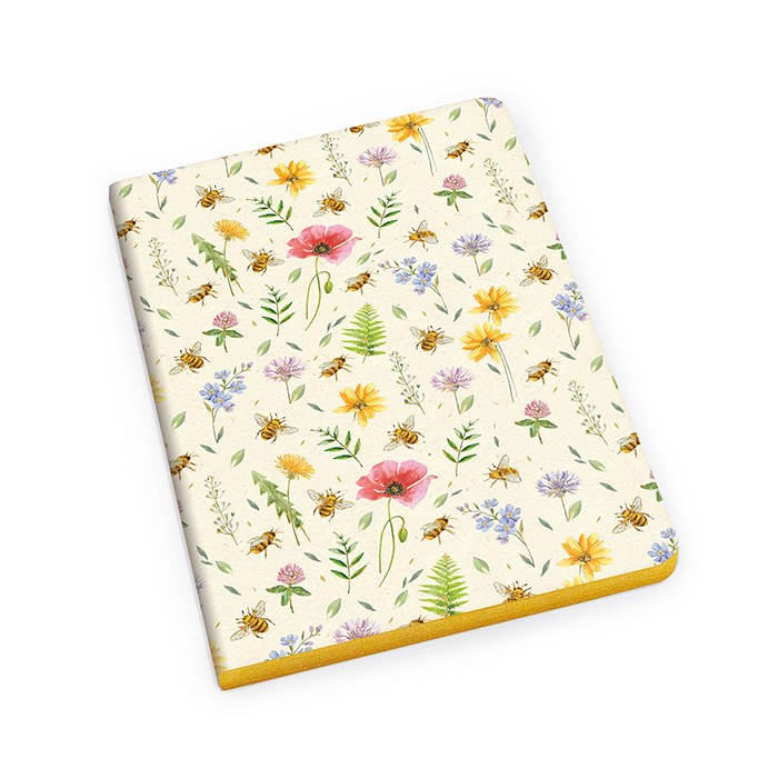 TACCUINO A5 FLORENTIA APIE FIORI BORDO ORO RIGHE