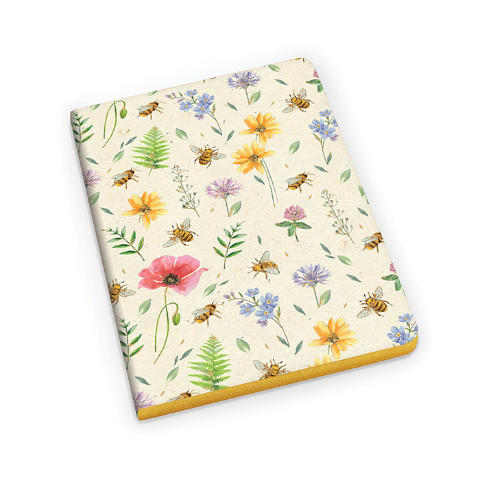 TACCUINO A6 FLORENTIA APIE FIORI BORDO ORO RIGHE