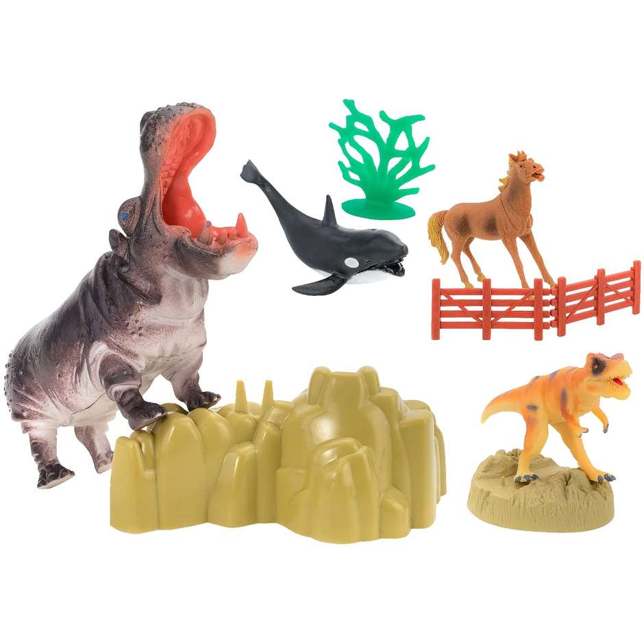 TUBO ANIMALI 30CM FATTORIA/SAVANA/DINOSAURI 3ASS