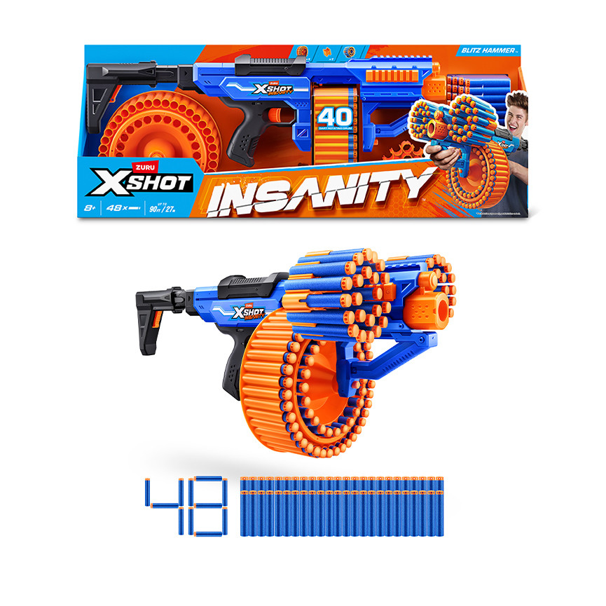 ZURU X SHOT INSANITY BLITZ HAMMER 48 DARTI 36917
